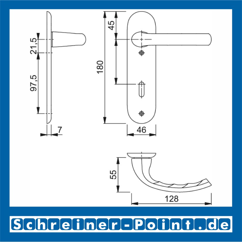 Hoppe Tokyo Aluminium Kurzschildgarnitur F1 Natur 1710/273KP, 2805347, 2805363, 2805401, 2805515